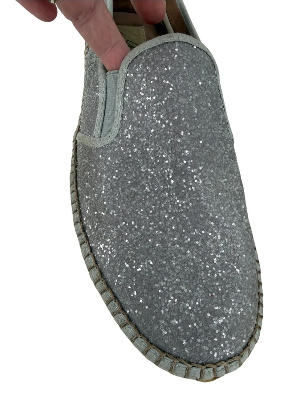 Gaimo Silver Glitter Platform Espadrille Slip On Shoes Made in Spain EU 41 US 10